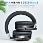 Foldable TM061 Bluetooth wireless headphones with 2-step portable design for easy storage