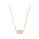 Kendra Scott Elisa Pendant Necklace for Women, 14k Gold Plated Rose Quartz, Pink