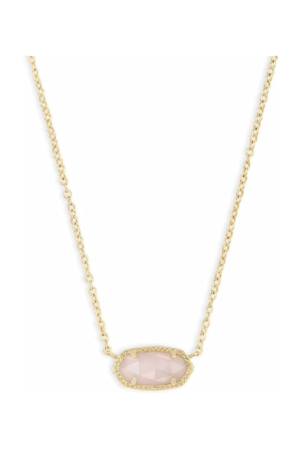 Kendra Scott Elisa Pendant Necklace for Women, 14k Gold Plated Rose Quartz, Pink