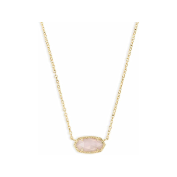 Kendra Scott Elisa Pendant Necklace for Women, 14k Gold Plated Rose Quartz, Pink