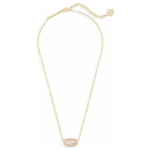 Kendra Scott Elisa Pendant Necklace for Women, 14k Gold Plated Rose Quartz, Pink