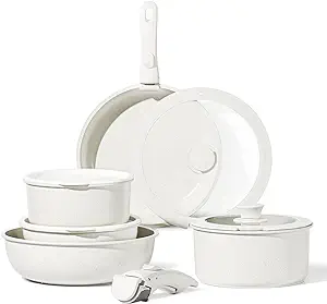 CAROTE 11 piece Pots and Pans Set Nonstick Cookware Detachable/Removable Handle, Oven Safe 11pcs