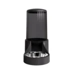 Black automatic pet water feeder that shows the remaining quantity of food or medication at predetermined times.