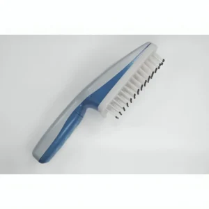 A white and blue electric toothbrush, perfect for grooming dogs and cats, promoting cleanliness and pet hygiene.