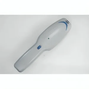 A white and blue electric toothbrush, perfect for grooming dogs and cats, promoting cleanliness and pet hygiene.