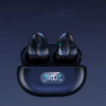 Ergonomic wireless earbuds with long battery life and digital charging case display