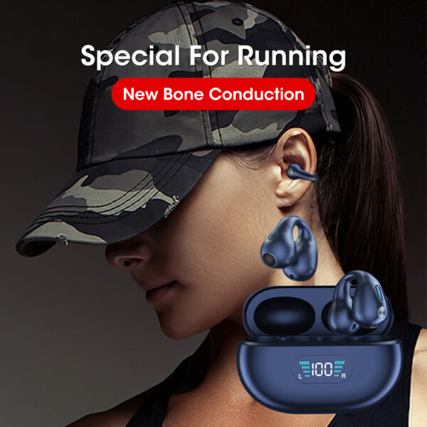 Wireless TWS Bluetooth 5.3 bone conduction earbuds designed for athletes and runners